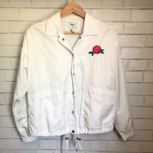 White Forever 21 Rose Windbreaker - Size Small